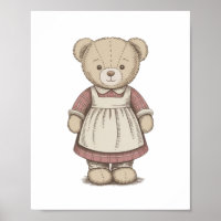 Gammaldags Teddybjörnsposter, Söt väggkonst för ba