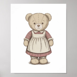 Gammaldags Teddybjörnsposter, Söt väggkonst för ba