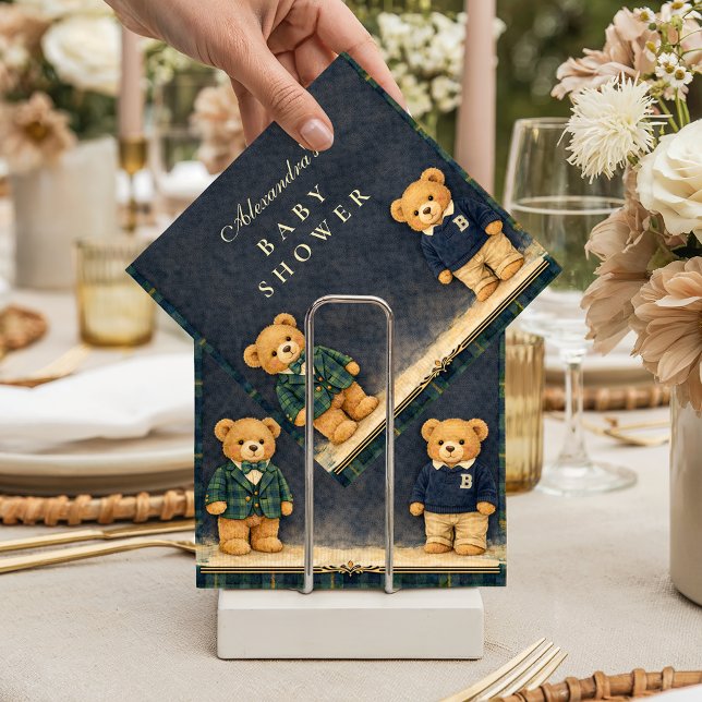 Gammaldags Teddyspy Babyshower Pappersservett (Skapare uppladdad)