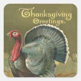 Gammaldags Thanksgiving, kalkon på gården Fyrkantigt Klistermärke