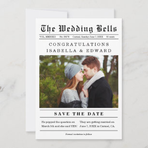 Gammaldags tidningsstil Bröllop Save the Date Spara Datumet