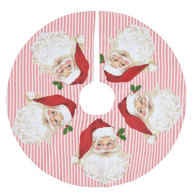 Gammaldags tomte i randigt mönster julgransmatta borstad polyester (Framsidan)