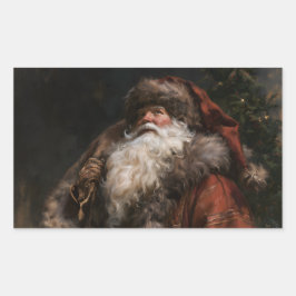 Gammaldags tomte rektangulärt klistermärke