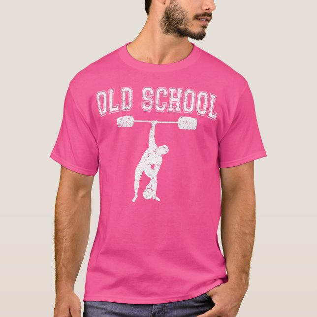 Gammaldags tyngdlyftning t shirt (Framsida)