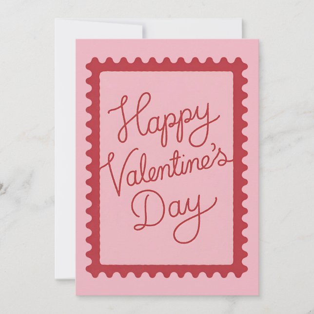 Gammaldags valentin hälsningskort handritad julkort (Framsida)