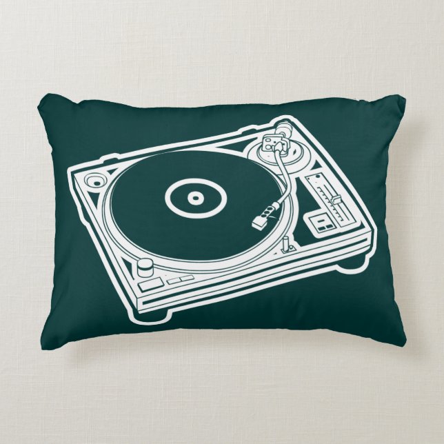 Gammaldags vax (vinyl) grammofon prydnadskudde (Framsidan)