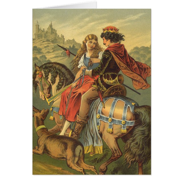 Gammaldags viktoriansk saga, bror och syster hälsningskort (Framsidan)