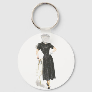 Gammalmodig dam Keychain Nyckelring