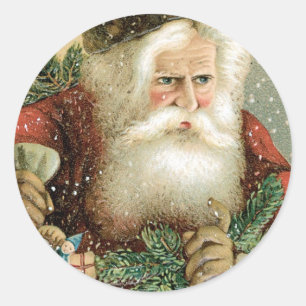 Gammalmodig god juljultomten runt klistermärke