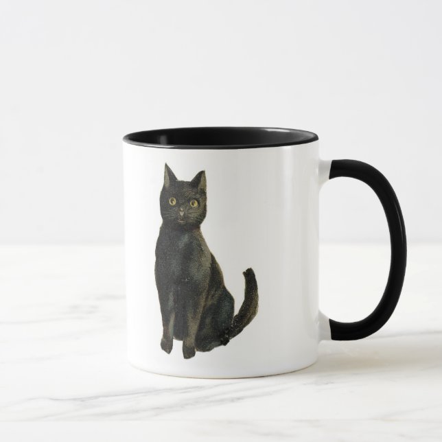 Gammalmodig Halloween svart katt Mugg (Höger)