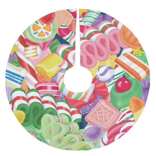 Gammalmodig kjol för julgodisträd julgransmatta borstad polyester (Framsidan)