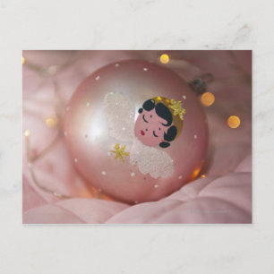 Gammalmodig rosa julbauble helg vykort