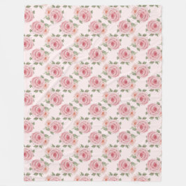 Gammalmodig rosa ros trädgård stuga blomster mönst fleecefilt