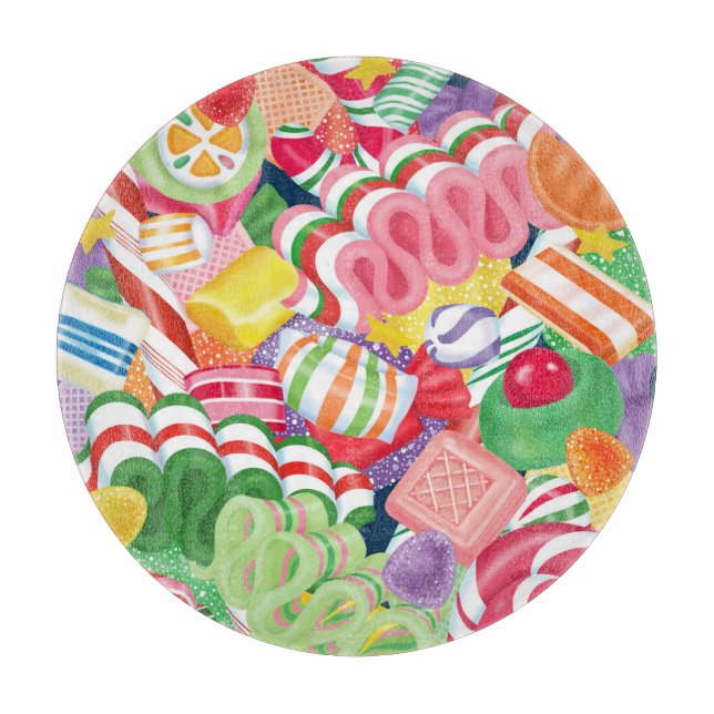 Gammalmodig skärbräda för julgodisexponeringsglas (Framsidan)