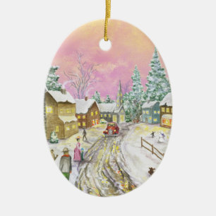 Gammalmodig Snowland jul Julgransprydnad Keramik