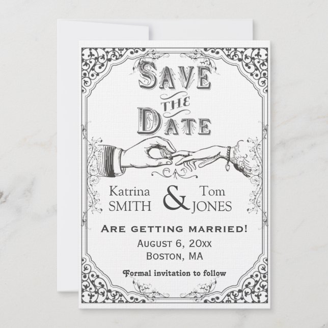 Gammalmodig Victorianspara datera Inbjudningar (Framsida)