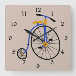 Gammalmodiga cykelblått för novelty fyrkantig klocka