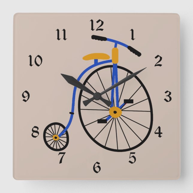 Gammalmodiga cykelblått för novelty fyrkantig klocka (Framsida)