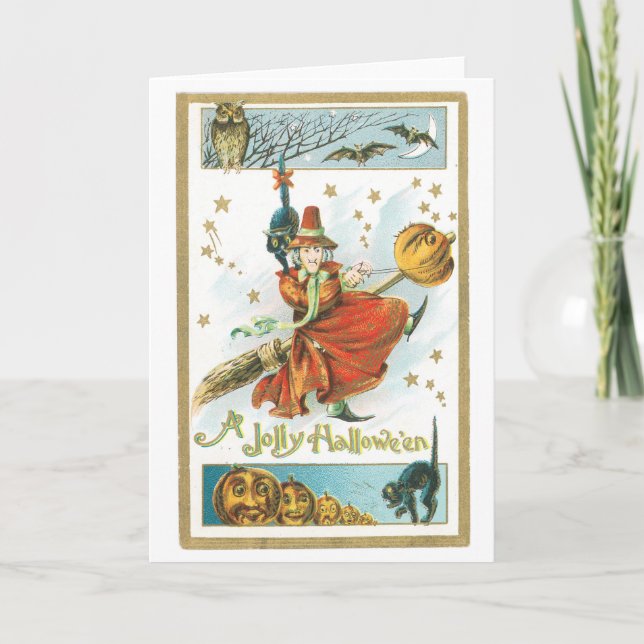 Gammalmodiga Halloween häxa Kort (Framsida)