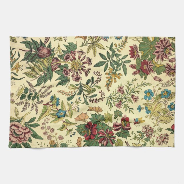 Gammalmodigt blom- överflöd kökshandduk (Horisontell)