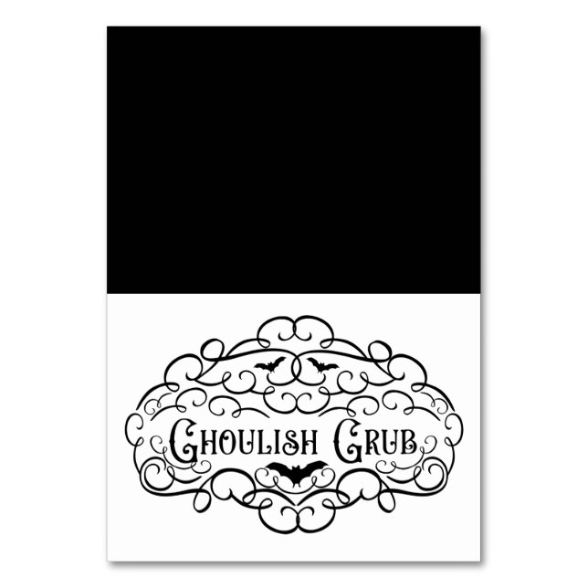 Gammalmodigt Halloween-mat tält för spöklik maträt Bordsnummer (Framsidan)