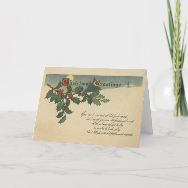 Gammalmodigt julhälsningkort helgkort (Framsida)