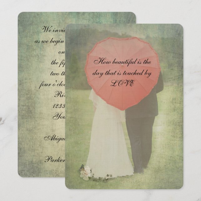 Gammalstrat Landsbyggsbröllop i Bride och Groom Inbjudningar (Fram/baksida)