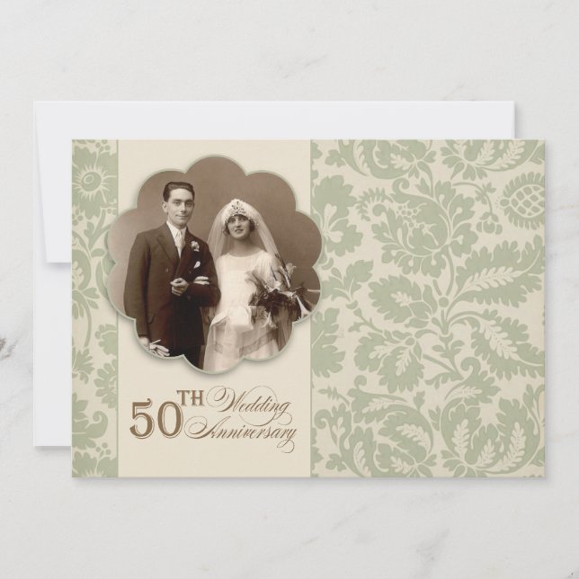 gammalt 50-årsjubileums fotoinbjudan inbjudningar (Framsida)