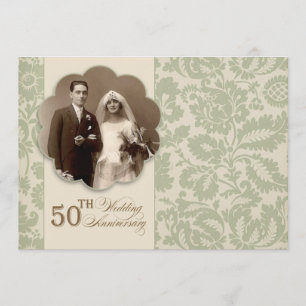 gammalt 50-årsjubileums fotoinbjudan inbjudningar