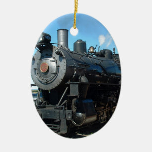 Gammalt ångatåg ett av en snäll fotofor julgransprydnad keramik