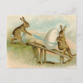 Gammalt antikt vintageglad påskkaniner och ägg helg vykort