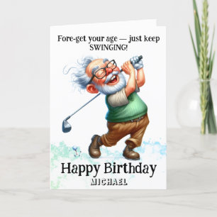 *~* Gammalt AP94-Roligts Man Golf Swing Birthday C Tack Kort