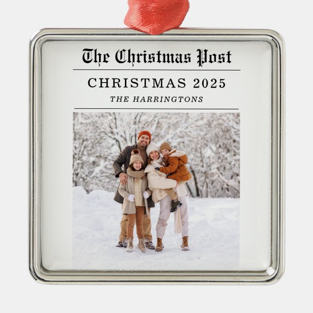 Gammalt årligt hälsningskort i Stil Julgransprydnad Metall (Framsidan)