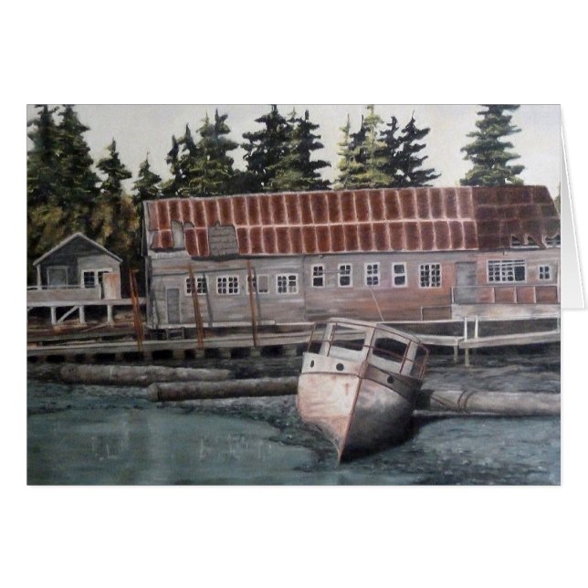 Gammalt båthus och fiskbåtar OBS kort (Framsidan Horizontal)