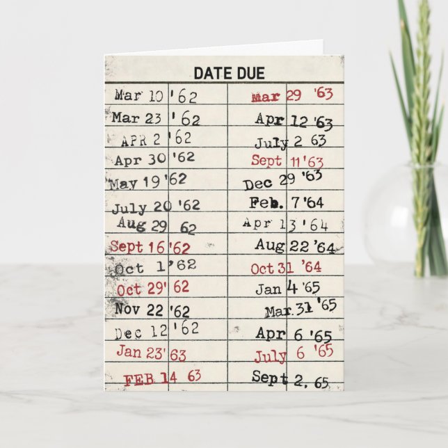 Gammalt Bibliotek-kort för födelsedag Kort (Framsida)