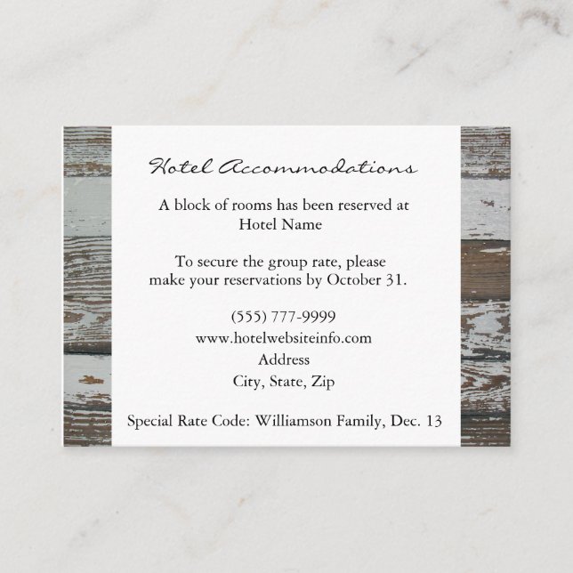 Gammalt boendekort för Wood Hotel Tilläggskort (Framsida)