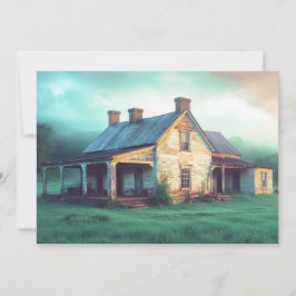 Gammalt bondgårdshus Färgrik sommar morgon Tidlös  Julkort