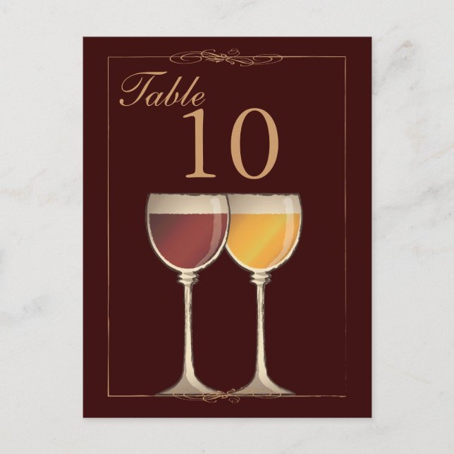 Gammalt Bordsnummer för rött och vitt glas i Vin (Framsida)