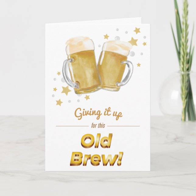 "Gammalt Brew" Punny Beer Birthday Card Kort (Framsida)