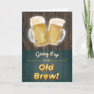 "Gammalt Brew" Punny Beer Wood Birthday Card Kort