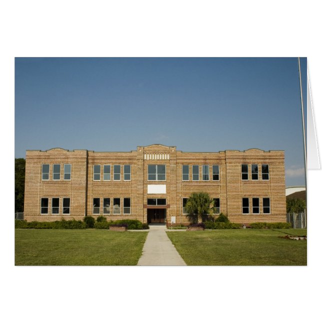 Gammalt Brick School Byggnad Card Hälsningskort (Framsidan Horizontal)