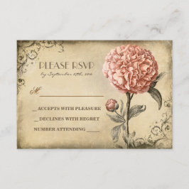 gammalt bröllop OSA-kort med rosa peony-blogg OSA Kort