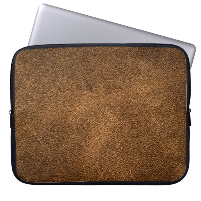 Gammalt brunt läder: Texturerad bakgrund Laptop Fodral (Framsidan)