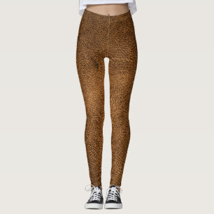 Gammalt brunt läder: Texturerad bakgrund Leggings