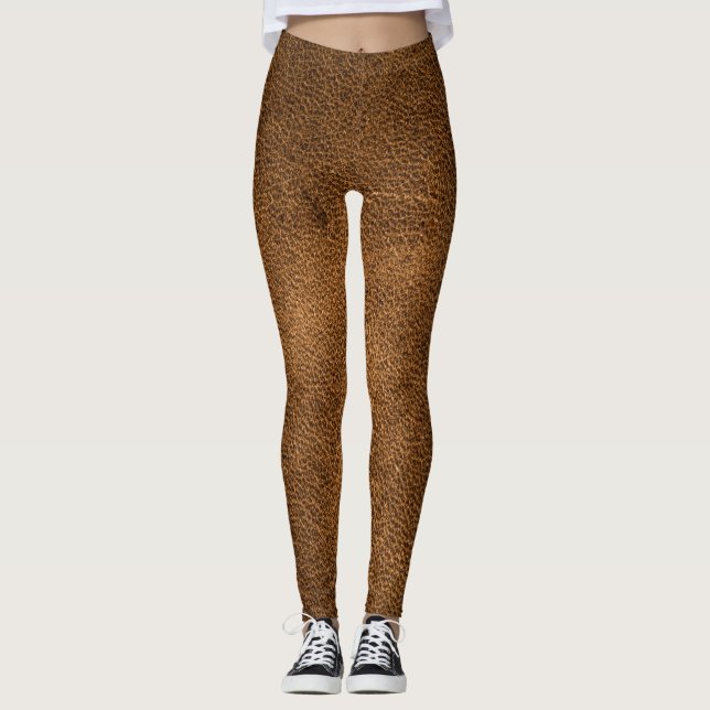 Gammalt brunt läder: Texturerad bakgrund Leggings (Framsida)