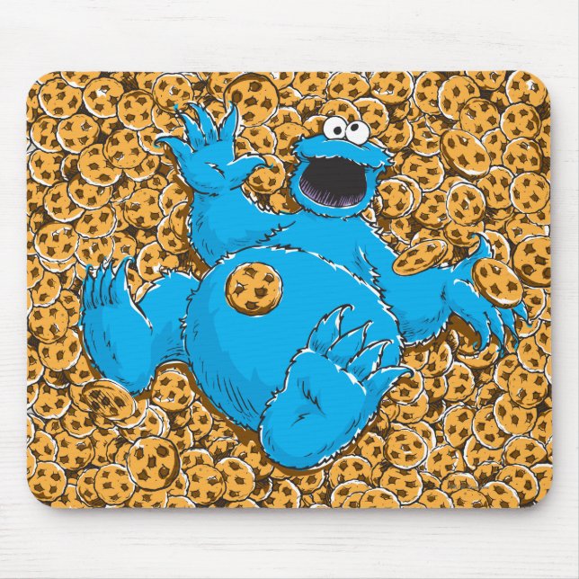 Gammalt Cookie Monster och kakor Musmatta (Framsidan)