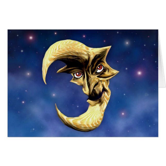 Gammalt djävulenmånekort hälsningskort (Framsidan Horizontal)