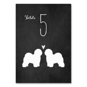 Gammalt, engelska Sheedog Silhouettes Wedding Rece Bordsnummer