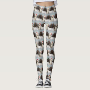 Gammalt engelskt fårhund i jul snö leggings