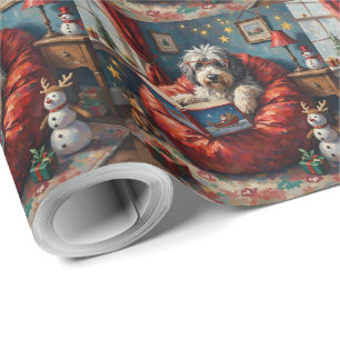 Gammalt engelskt fårhund julberättelse tid semeste presentpapper